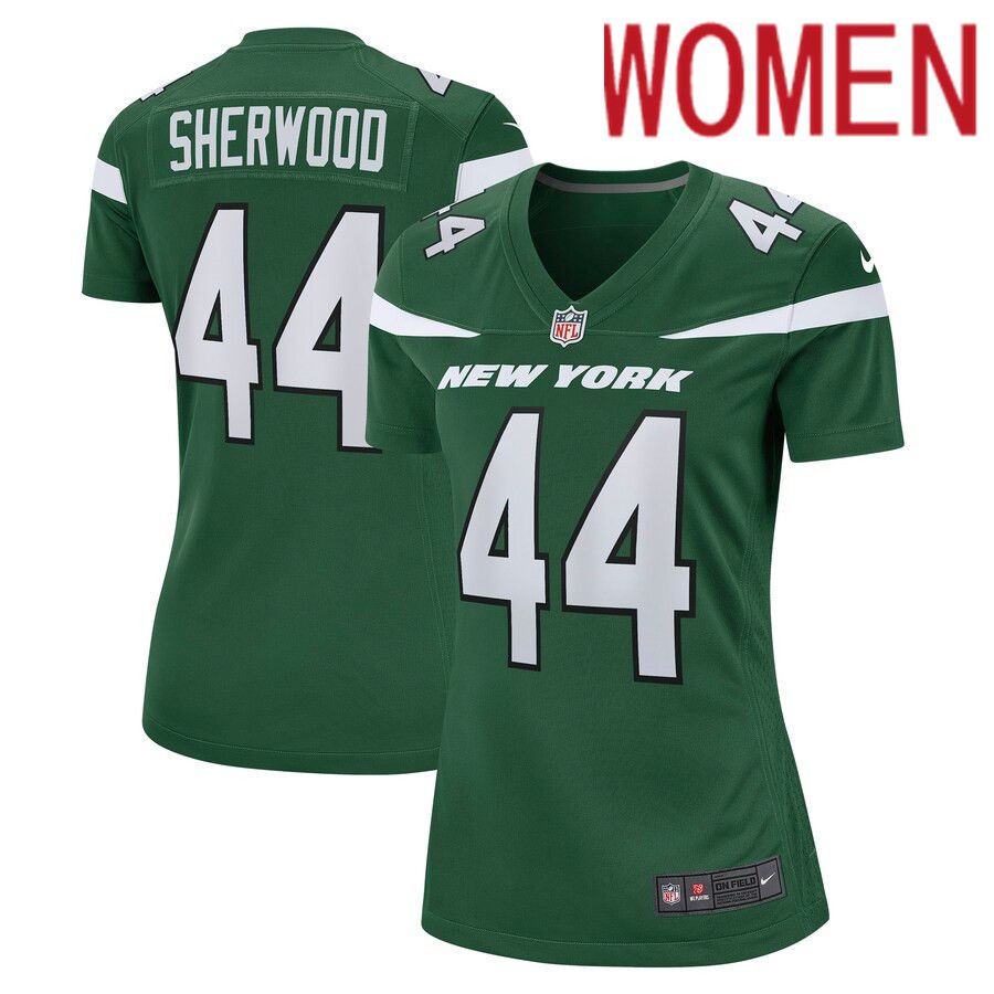Women New York Jets #44 Jamien Sherwood Nike Gotham Green Game NFL Jersey->women nfl jersey->Women Jersey